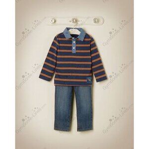 Janie and Jack Countryside Classic Line Long-Sleeve Striped Polo Size 2T